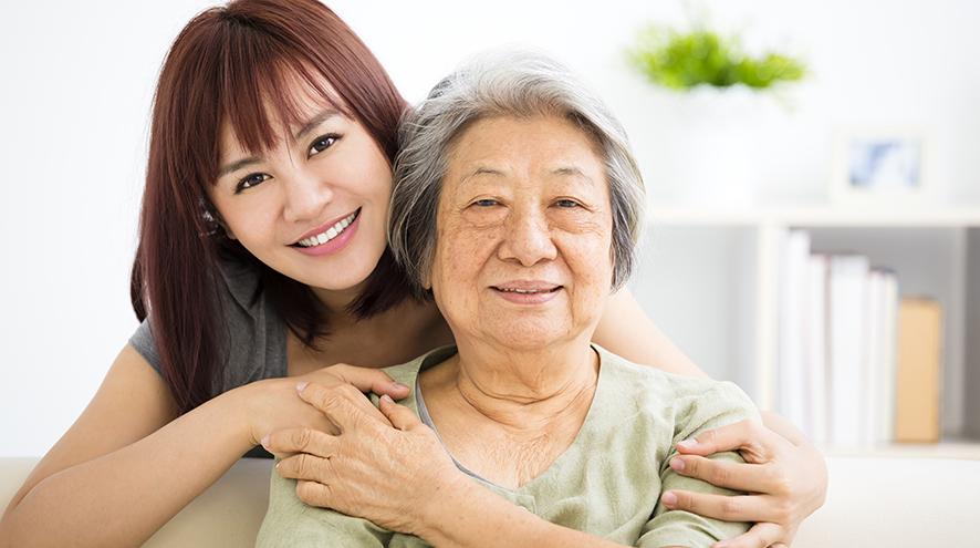 Mother and daughter relaxed at home.