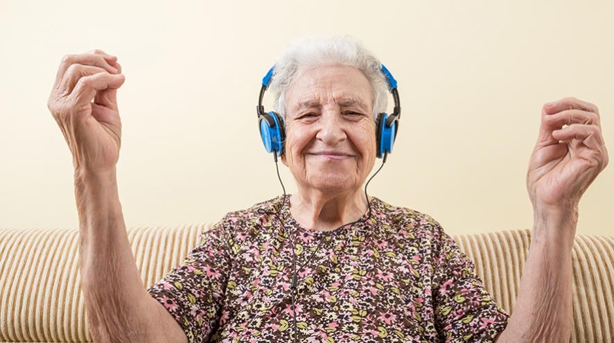 Woman listening to music