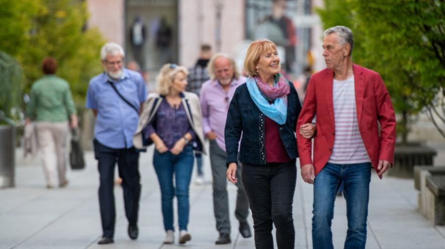 Group of seniors on an evening out together.